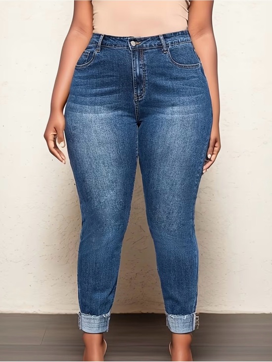 Temu Denim - Plus Size Classic Mid-Rise Boyfriend Jeans in Blue (18)